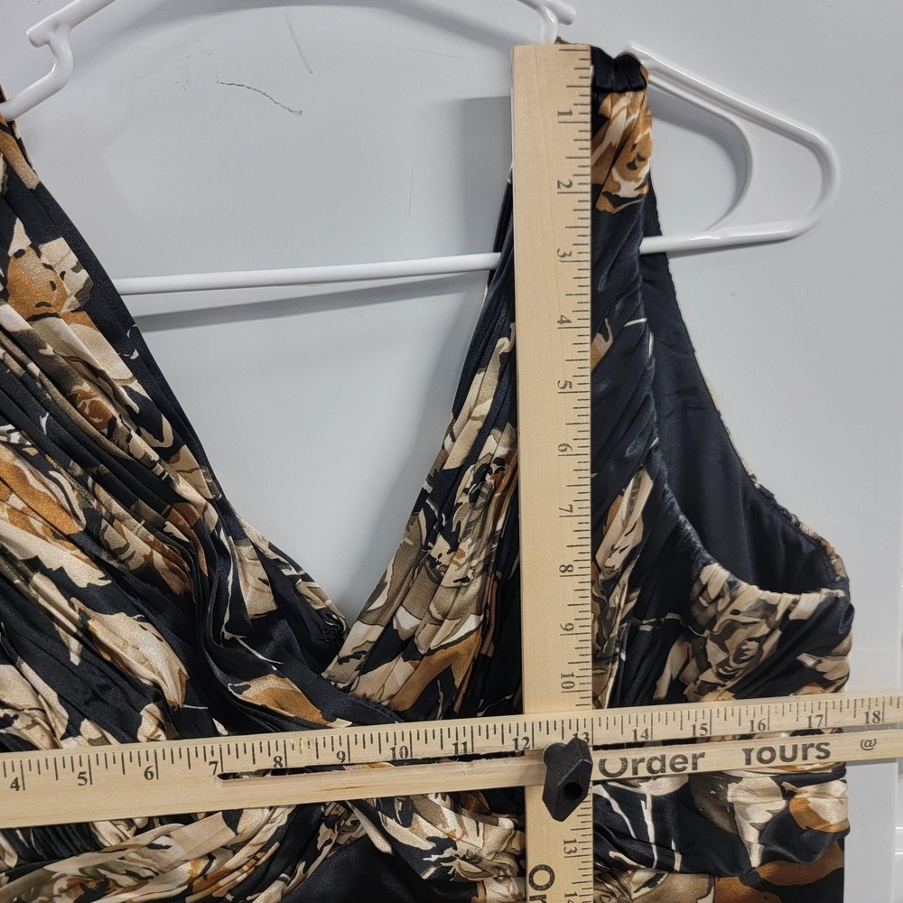 Adrianna Papell Black and Gold Floral Prom Dress - Picture 11 of 12
